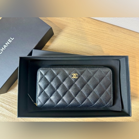 CHANEL Handbags - New Model CHANEL Caviar CLASSIC Long Zipped Wallet quilted with gold hardware
